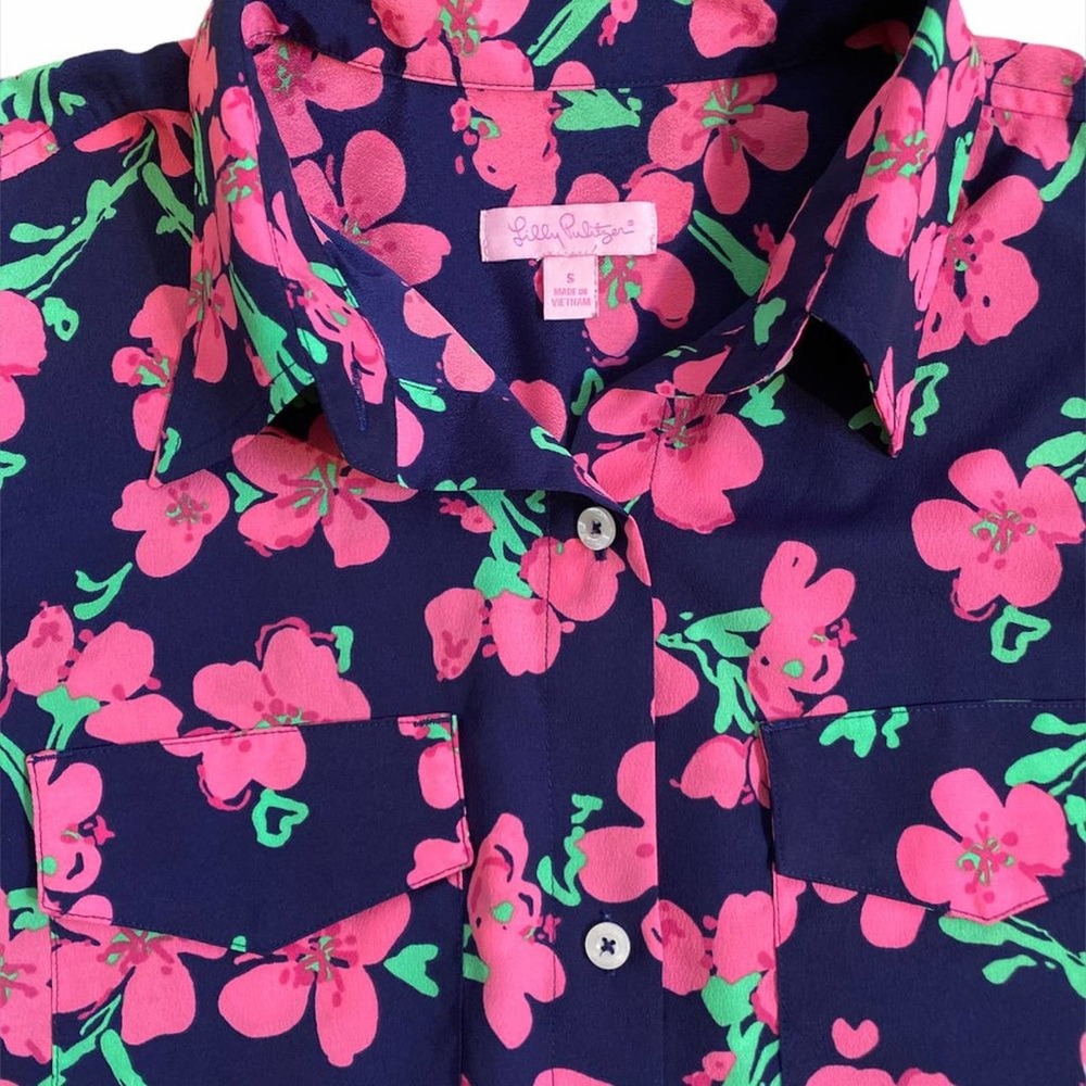 Lilly Pulitzer Long Sleeve Pink Floral Shirt Small - Picture 3 of 8